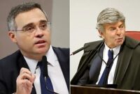 Ministros do STF André Mendonça e Luiz Fux lado a lado