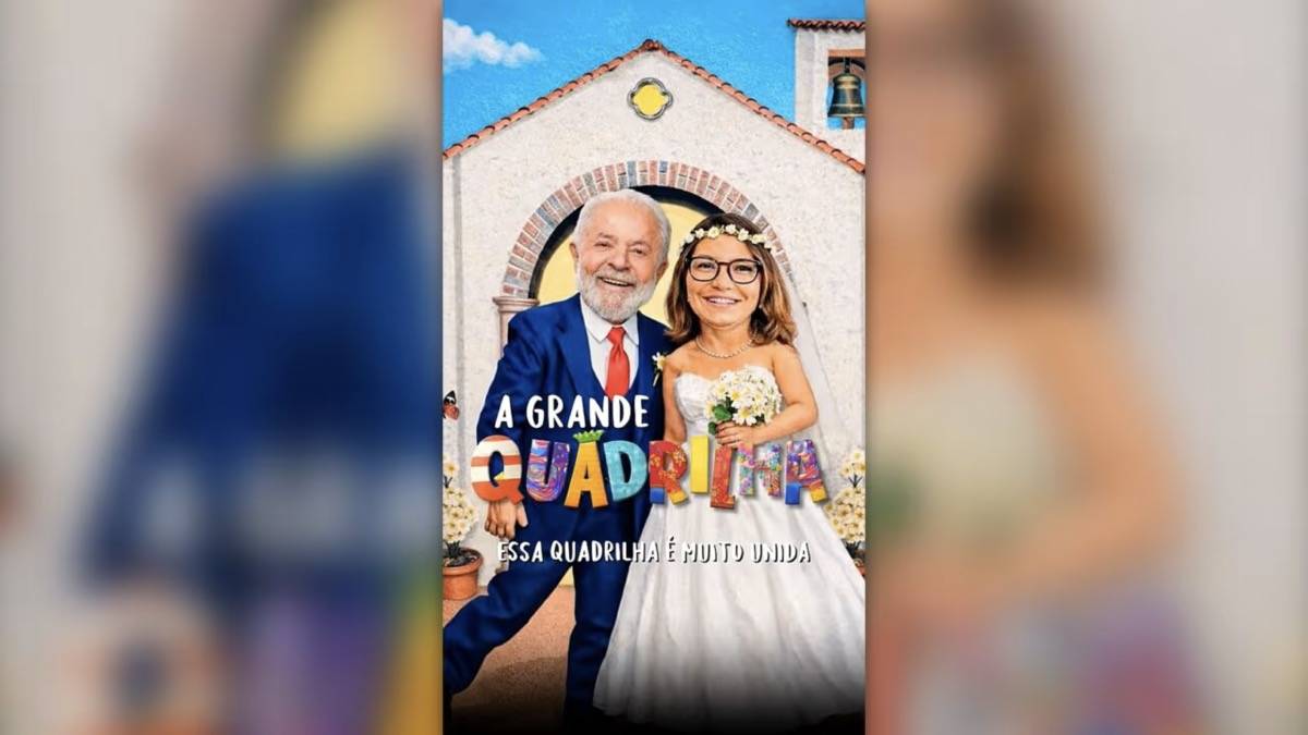 Montagem satírica do vídeo A Grande Quadrilha mostrando Lula, Janja e ministros do governo