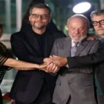 Montagem com o ator Wagner Moura e o presidente Lula, representando a derrota do filme O Agente Secreto no Oscar 2026.