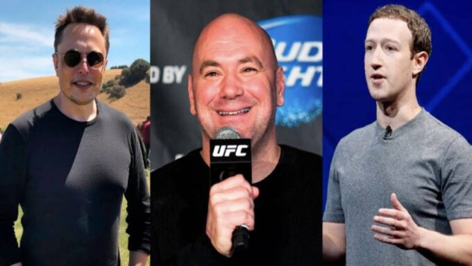 Elon Musk e Mark Zuckerberg em montagem sobre possível luta no UFC