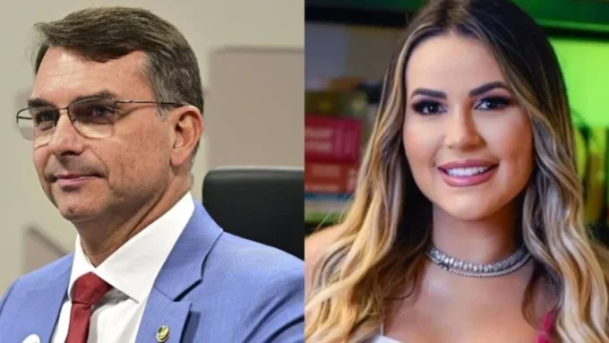 Senador Flávio Bolsonaro e influenciadora Deolane Bezerra em imagens separadas