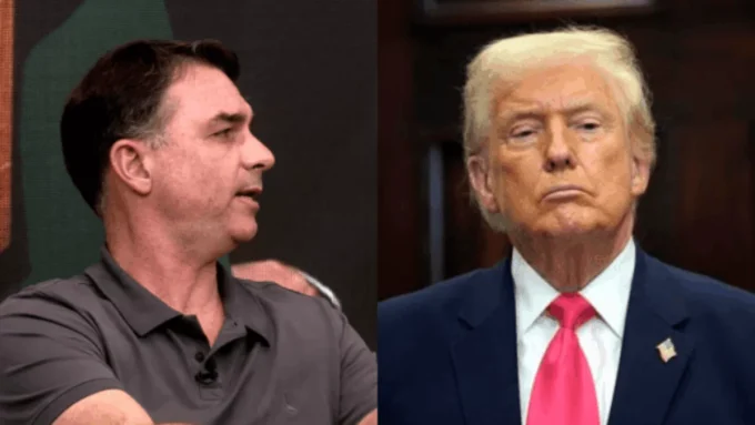 Flávio Bolsonaro durante viagem a Washington para possível reunião com Donald Trump
