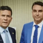 Sergio Moro e Flavio Bolsonaro em imagem de redes sociais