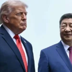 Xi Jinping e Donald Trump durante encontro bilateral em Pequim