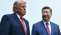 Xi Jinping e Donald Trump durante encontro bilateral em Pequim