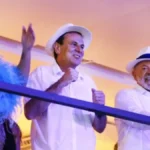 Presidente Lula e Janja no camarote oficial da Marquês de Sapucaí durante o Carnaval do Rio de Janeiro